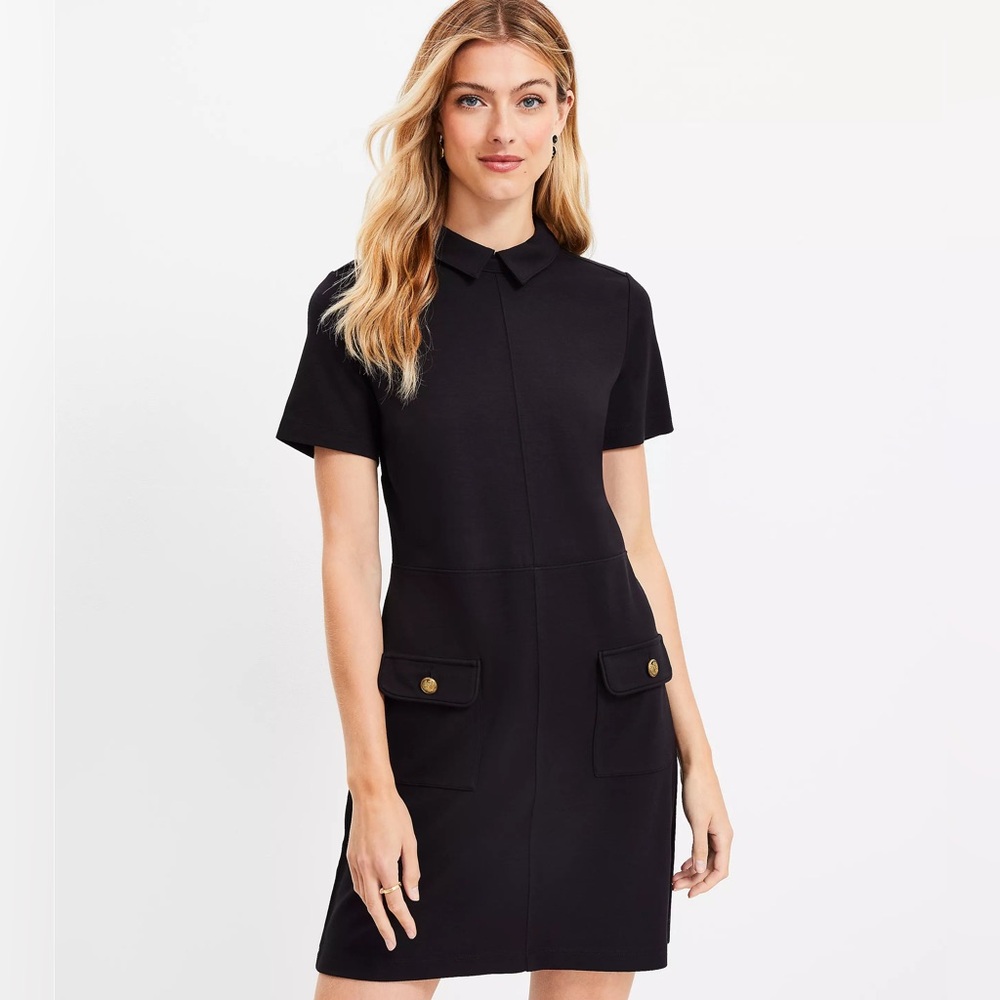 Ann Taylor Loft Ponte Button Pocket Dress